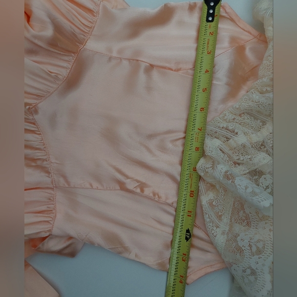 Gunne Sax Romantic Renaissance Bridal Peach Maxi Dress with Lace Capelet - Picture 8 of 10